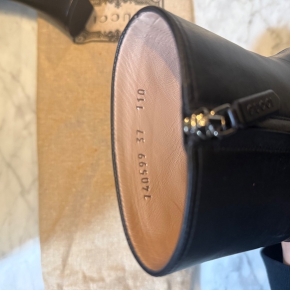 Gucci Janaya  Black Leather GG Stud Platform Booties 37 New in box - Picture 8 of 15